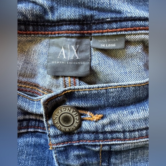 A/X ARMANI EXCHANGE Men’s Distressed Straight Leg Blue Jeans. Size 36 Long - Picture 3 of 9